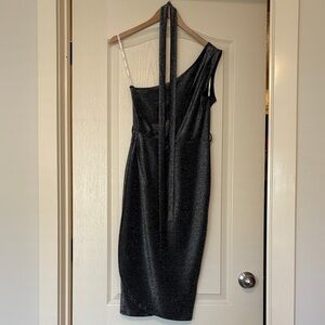 APRICOT Shimmering Black One-Shoulder Dress